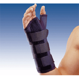 Muñequera semirrigida inmovilizadora larga con férula de pulgar